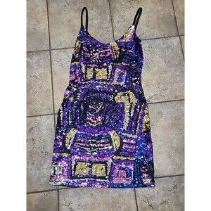 VINTAGE  SEQUINS BEADED Dress Size Small- med W/STRETCH GLASS BEADS/SEQUIN